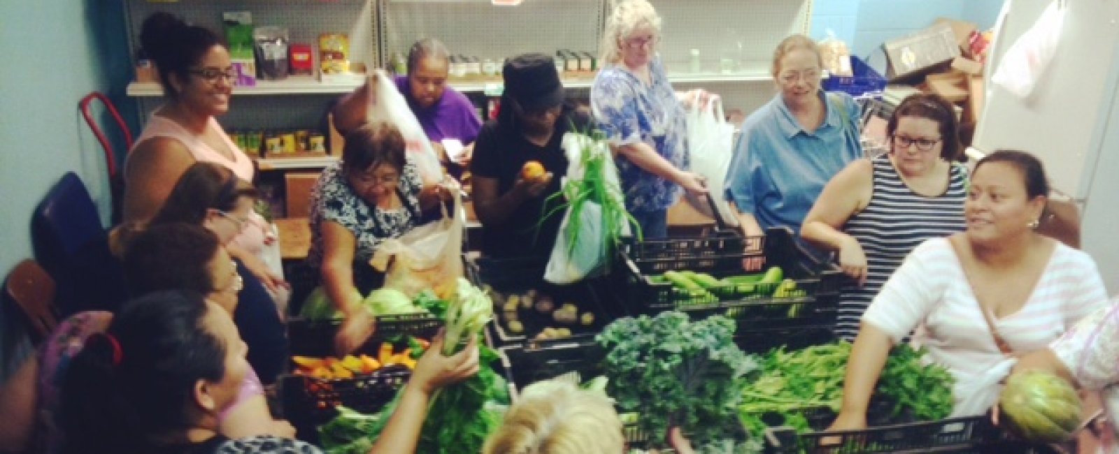 Food bank full of fresh healthy vegetables