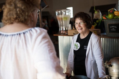 Shoppers at the Abraham Lincoln Memorial Hospital Farmers Market in Illinois, an indoor, producer-only hospital-sponsored and supported market featuring local products (Abraham Lincoln Memorial Hospital)