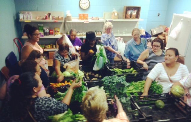 Food bank full of fresh healthy vegetables